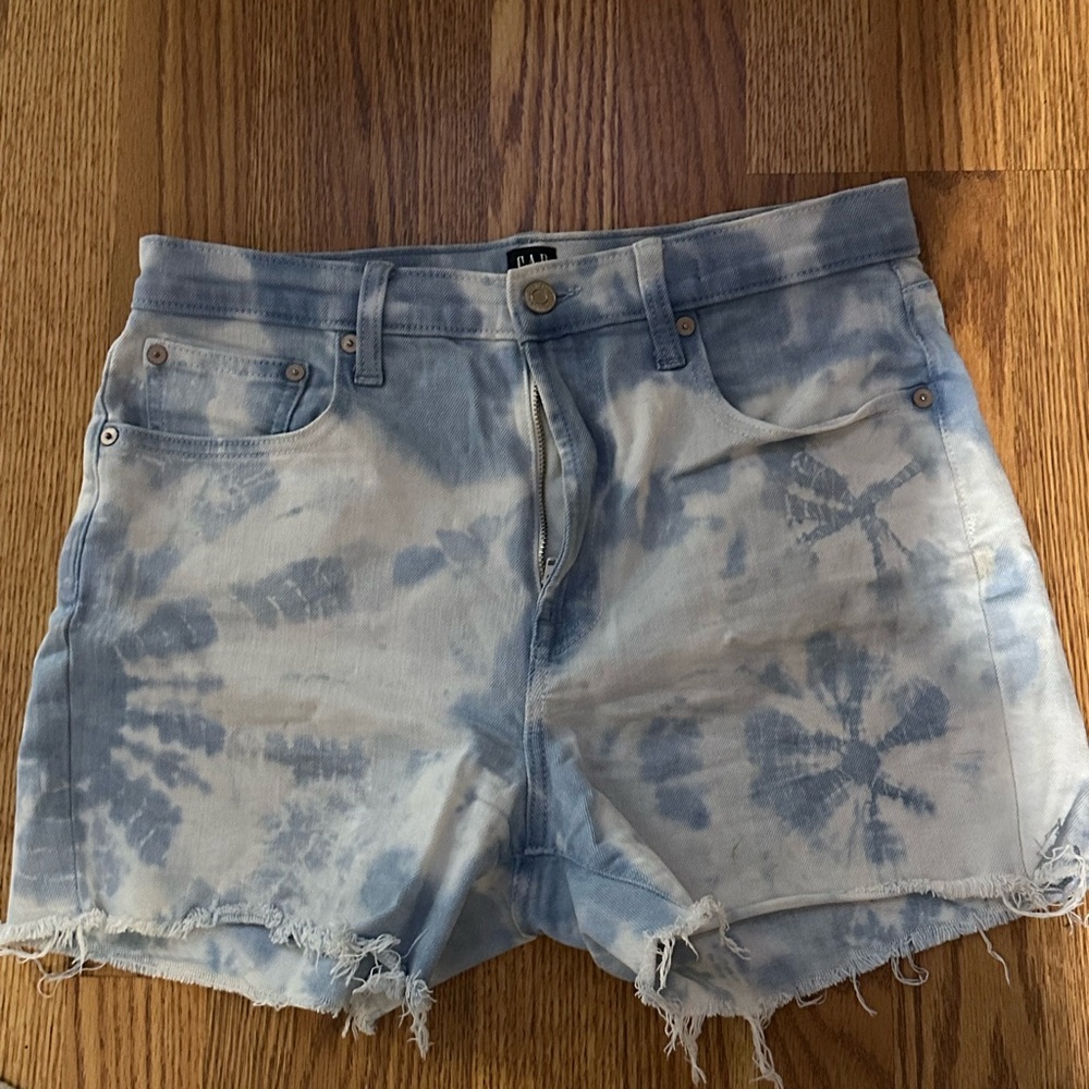 Gap High Waist Tie-Dye Denim Shorts